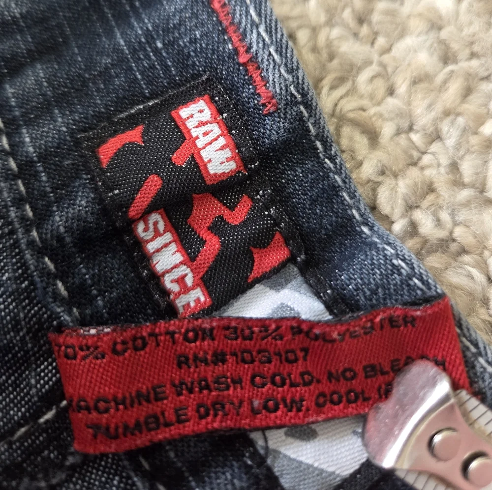 Vtg Raw Blue Baggy Denim Shorts 34 Y2K‎ Jorts Thick Stitch